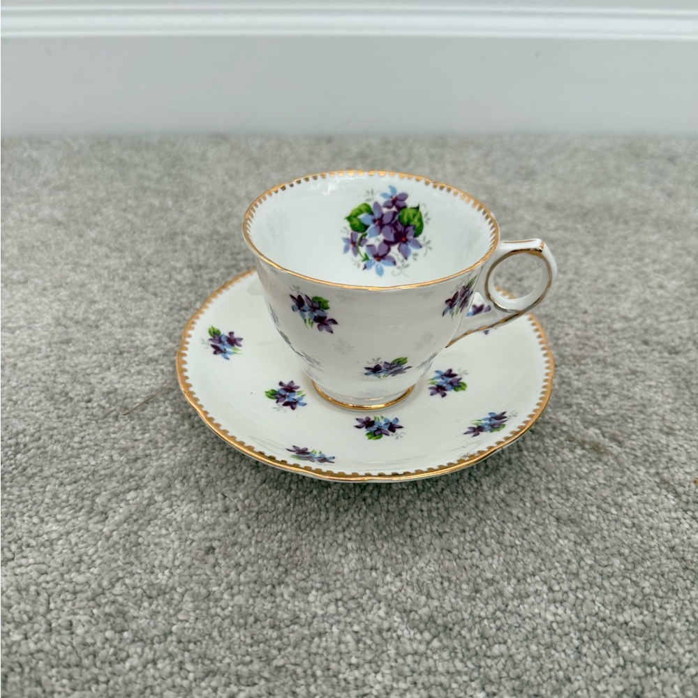 Floral Teacup and Saucer Set sweet violets